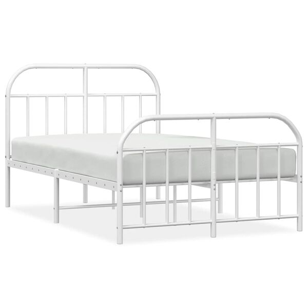vidaXL Metal Bed Frame without Mattress with Footboard White 120x200cm