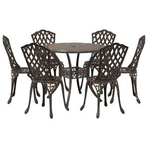 vidaXL Garden Dining Set 7 pcs Bronze Aluminium
