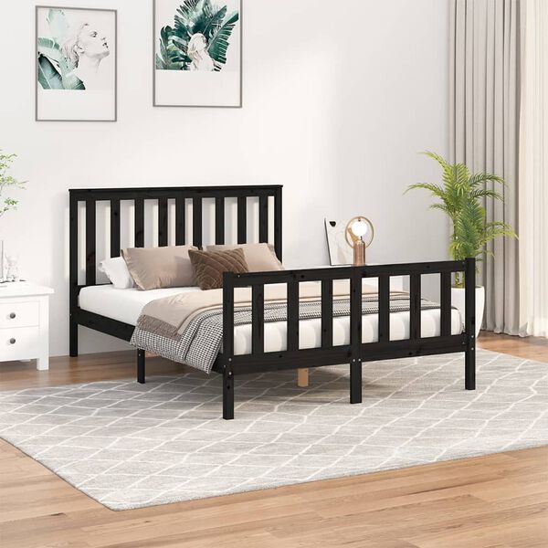 vidaXL Bed Frame without Mattress Black 120x200 cm Solid Wood Pine