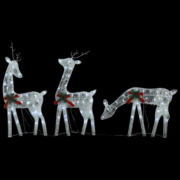 vidaXL Christmas Reindeers 6 pcs White Cold White Mesh