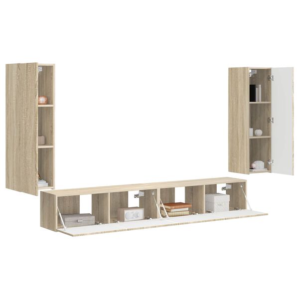 vidaXL TV Wall Cabinet Set 4 pcs Sonoma Oak Engineered Wood