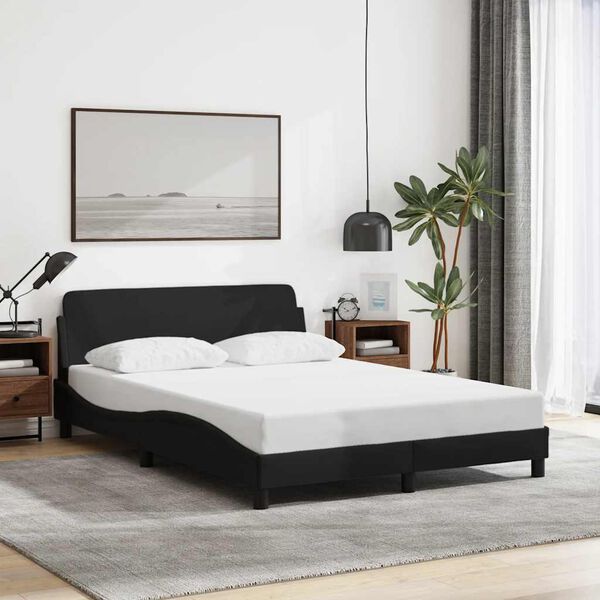 vidaXL Bed Frame "Dover" Black 135x190 cm Double Fabric