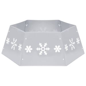 vidaXL Christmas Tree Skirt Silver and White &Oslash;68x25 cm