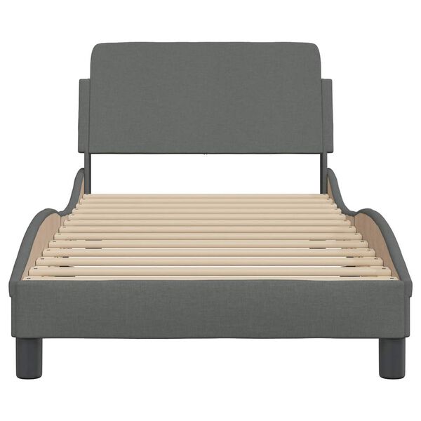 vidaXL Bed Frame "Dover" Dark Grey 90x190 cm Single Fabric