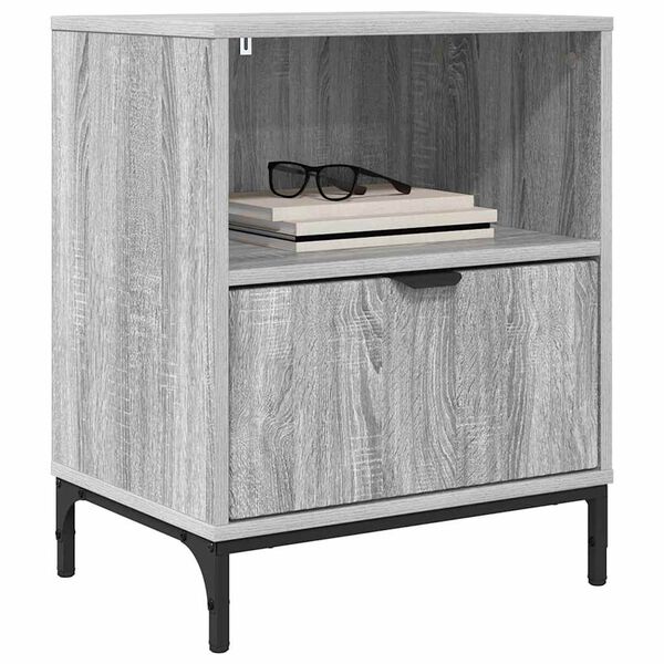 vidaXL Bedside Cabinet with Drawer 2 pcs Grey sonoma 49 x 36 x 61 cm