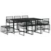 vidaXL 11 Piece Garden Dining Set Black Poly Rattan