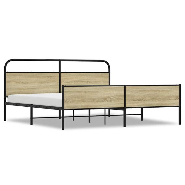 vidaXL Metal Bed Frame without Mattress Sonoma Oak 200x200 cm