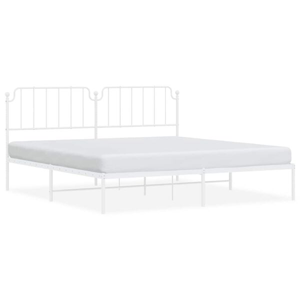 vidaXL Metal Bed Frame without Mattress with Headboard White 193x203cm