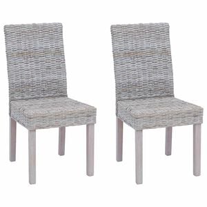 vidaXL Dining Chair GENDT 2 pcs Solid Mahogany Wood White Wash