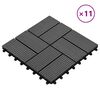 vidaXL Decking Tile 11 pcs Grey 30 x 30 cm WPC