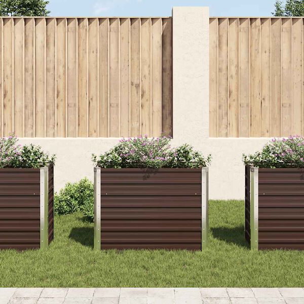 vidaXL Garden Raised Bed Brown 100x40x77 cm Galvanised Steel