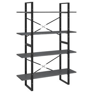 vidaXL 4-Tier Book Cabinet Grey 100x30x140 cm Solid Pine Wood