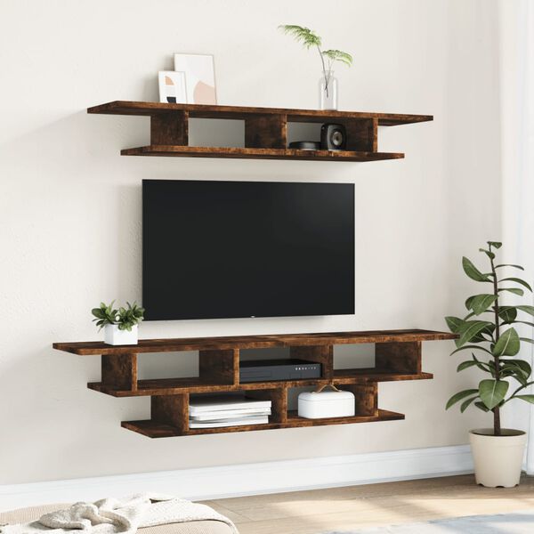 vidaXL TV Wall Units Smoked Oak Engineered Wood