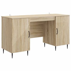 vidaXL Desk with Shelf Sonoma Oak 142.5 x 50 x 75 cm Engineered Wood