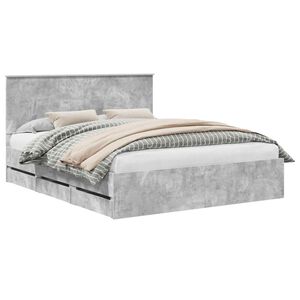 vidaXL Bed Frame with Drawer Concrete Grey 160 x 200 cm Engineer Wood