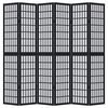 vidaXL Room Divider 6 Panels Black Solid Wood Paulownia