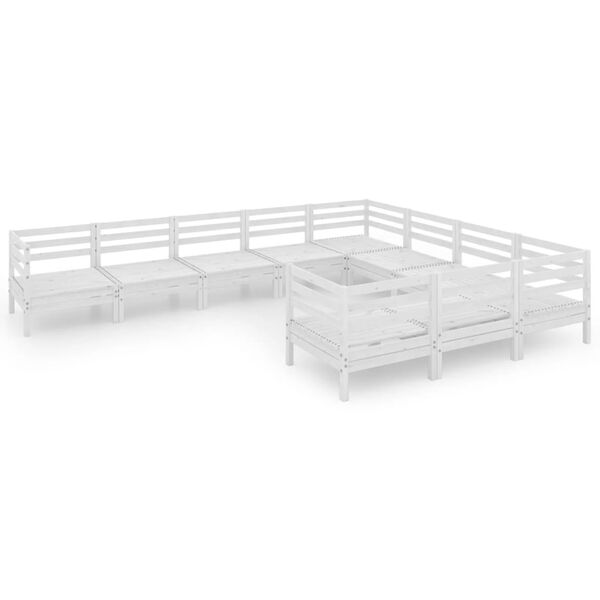 vidaXL 10 Piece Garden Lounge Set White Solid Wood Pine