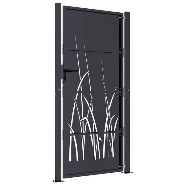 vidaXL Garden Gate Anthracite 100x200 cm Steel Grass Design