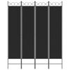 vidaXL 4-Panel Room Divider Black 160x200 cm Fabric