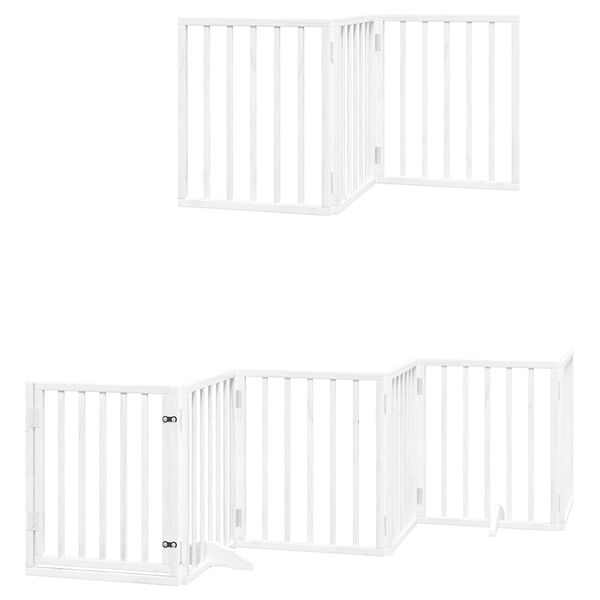 vidaXL Dog Gate with Door Foldable 15 Panels White 750 cm Poplar Wood