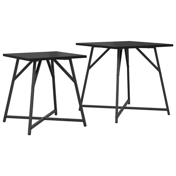 vidaXL Side Table Set 2 pcs Black Oak