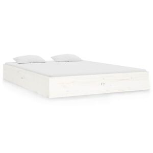 vidaXL Bed Frame without Mattress White Solid Wood 120x190 cm Small Double