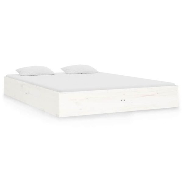 vidaXL Bed Frame without Mattress White Solid Wood 120x190 cm Small Double