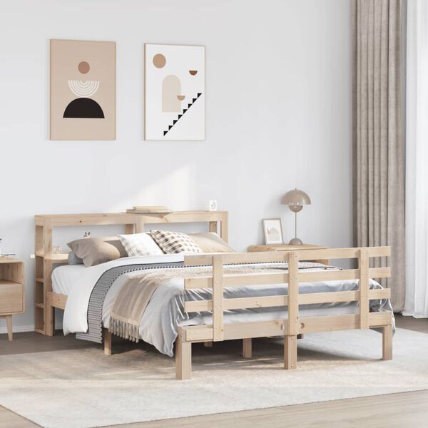 vidaXL Bed Frame with Headboard without Mattress 135x190 cm Double