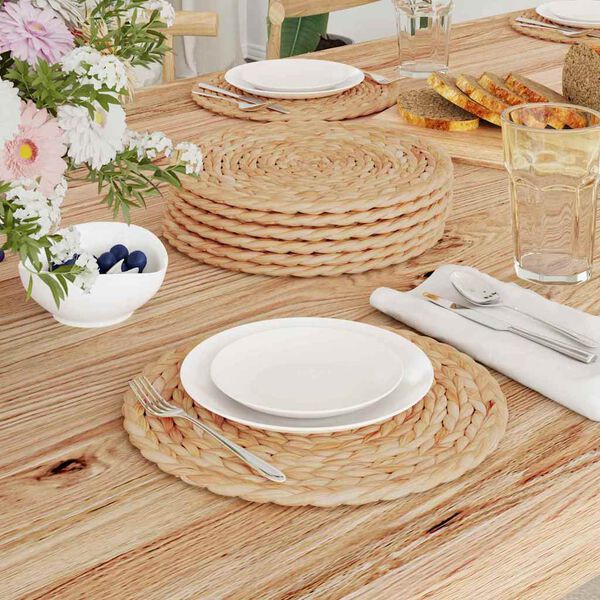 vidaXL Round Woven Placemats 10 pcs Natural &Oslash; 30 cm Water hyacinth