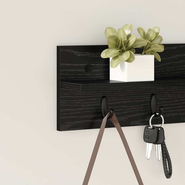vidaXL Wall-Mounted Coat Rack Wall-mounted Black Oak 60 x 10.5 x 18 cm