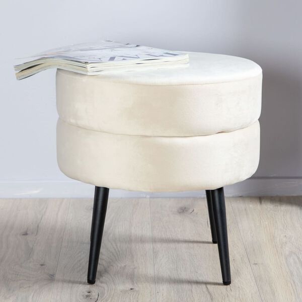 Venture Home Pouffe Pot 40x40x40 cm Velvet Black and Light Beige