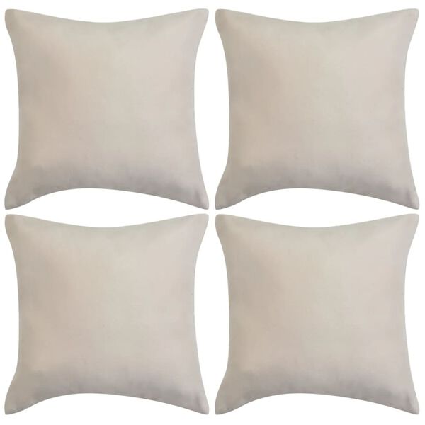 vidaXL Cushion Covers 4 pcs 80x80 cm Polyester Faux Suede Beige