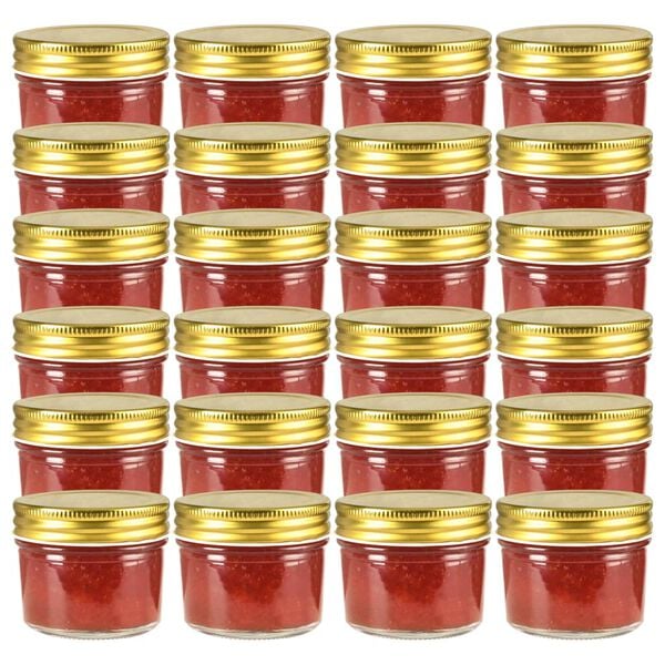 vidaXL Glass Jam Jars with Gold Lids 24 pcs 110 ml