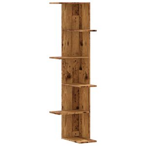 vidaXL Wall Corner Shelf Old Wood 36.5x36.5x140 cm Engineered Wood