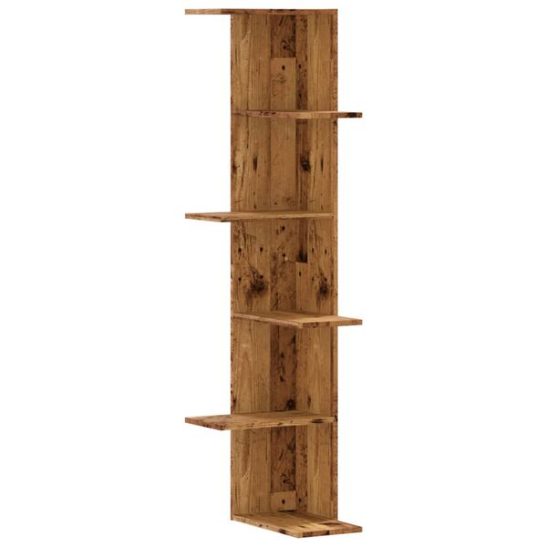 vidaXL Wall Corner Shelf Old Wood 36.5x36.5x140 cm Engineered Wood