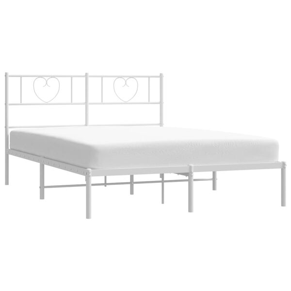 vidaXL Metal Bed Frame without Mattress with Headboard White 140x190cm