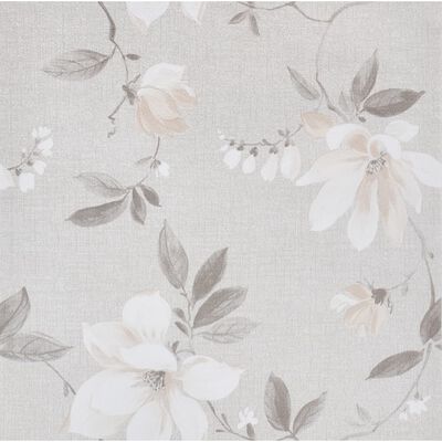 vidaXL Wallpaper 3D Flower Pattern Grey