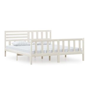 vidaXL Bed Frame without Mattress White Super King Solid Wood
