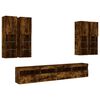 vidaXL 7 Piece TV Wall Cabinet Set with LED Lights Smoked Oak