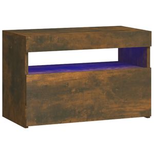 vidaXL Bedside Cabinet with LED Lights Smoked Oak 60x35x40 cm