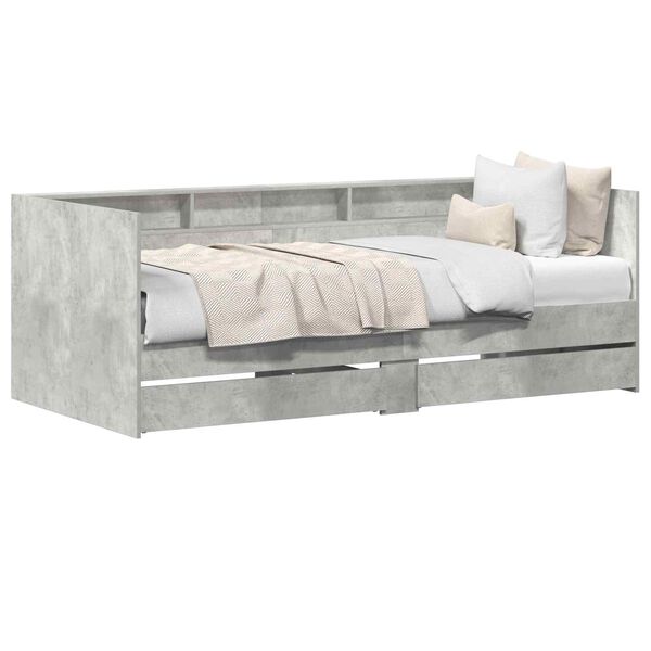 vidaXL Day Bed with Drawer Grey 90 x 200 cm Engineered Wood