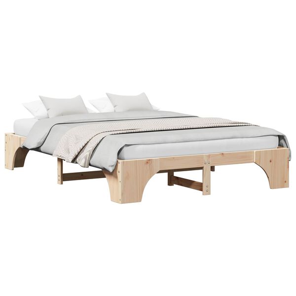 vidaXL Bed Frame Natural 150 x 200 cm Solid Pine Wood