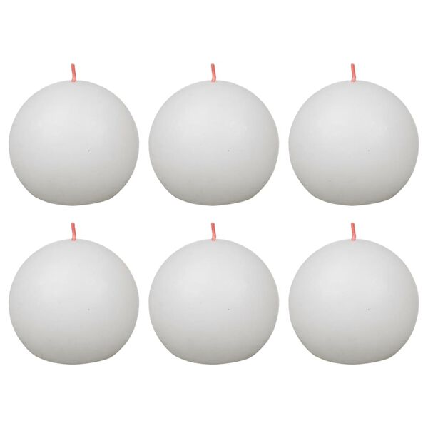 Bolsius Rustic Ball Candles Shine 6 pcs 76x71 mm Cloudy White