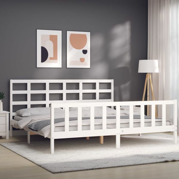 vidaXL Bed Frame without Mattress White 200x200 cm Solid Wood Pine
