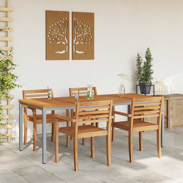 vidaXL Outdoor Table Natural and Grey 200 x 90 x 75 cm