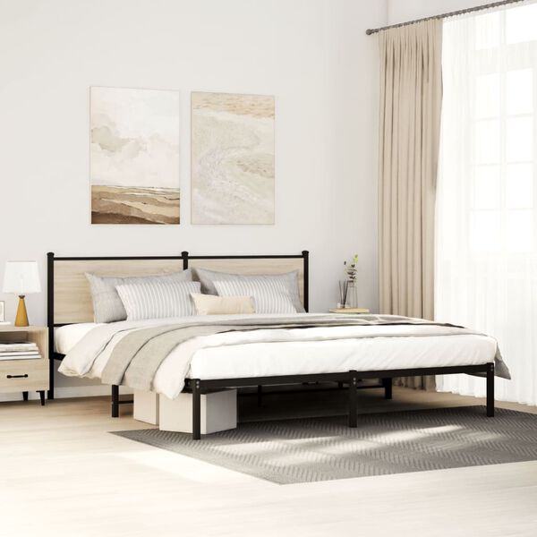 vidaXL Metal Bed Frame without Mattress Sonoma Oak 183x213 cm