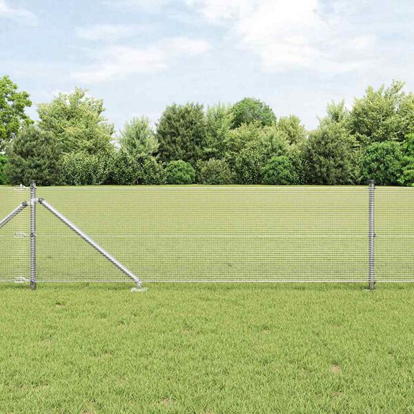 vidaXL Fence Post Silver 25 x 0.6 m (12 x 12 mm mesh) Steel