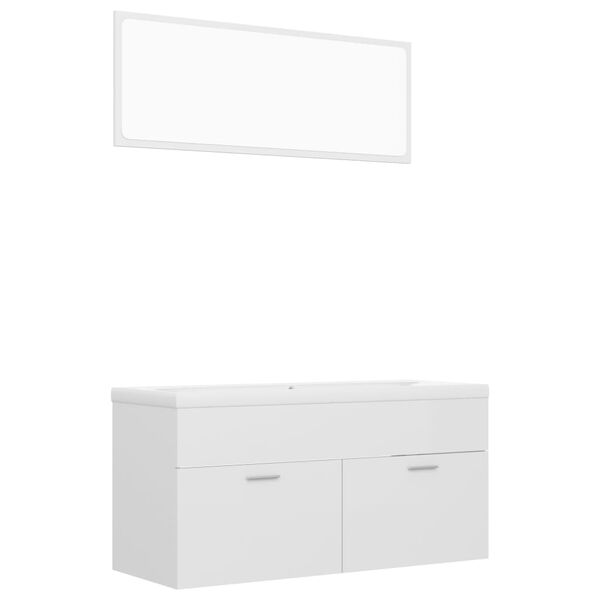 vidaXL Bathroom Furniture Set High Gloss White Engineered Wood