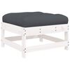 vidaXL Garden Footstools with Cushions 2pcs White Solid Wood Pine