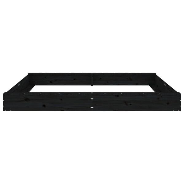 vidaXL Sandbox with Seats Black Square Solid Wood Pine